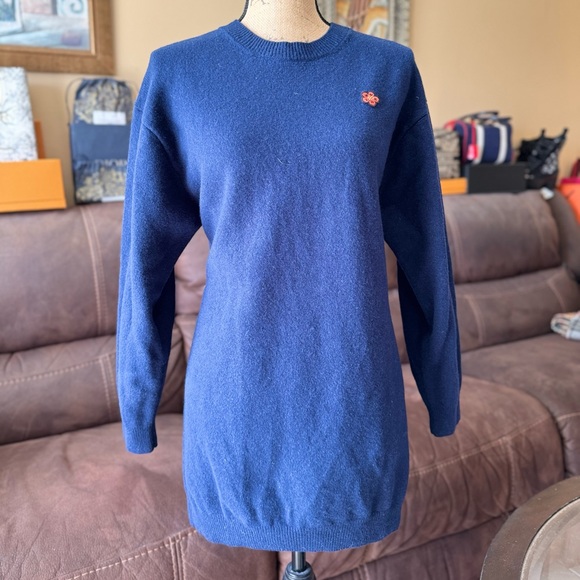 Kenzo Paris Navy Sweater With Boke Flower Crest 100% wool - Picture 8 of 12